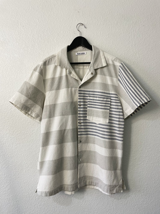 Gray Striped Short Sleeve Shirt - L/XL