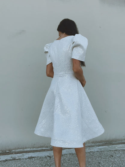 Brocade Dress with Modern Terno Sleeves